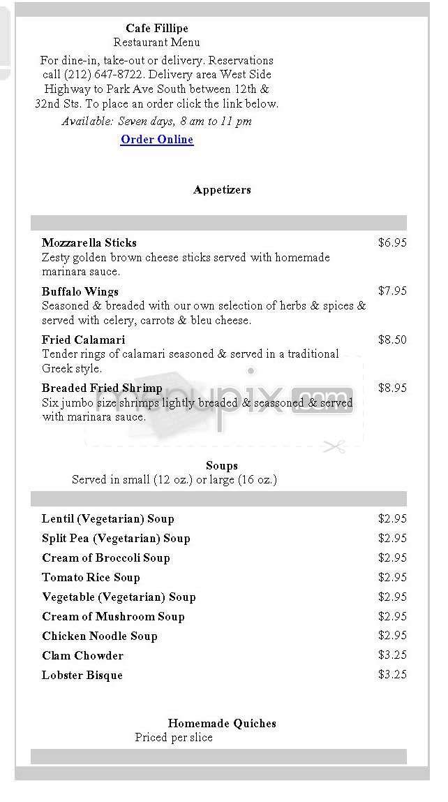 /304012/Cafe-Fillipe-New-York-NY - New York, NY