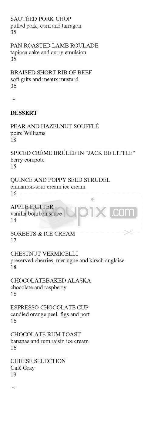 Cafe Gray - New York, NY menu_pic