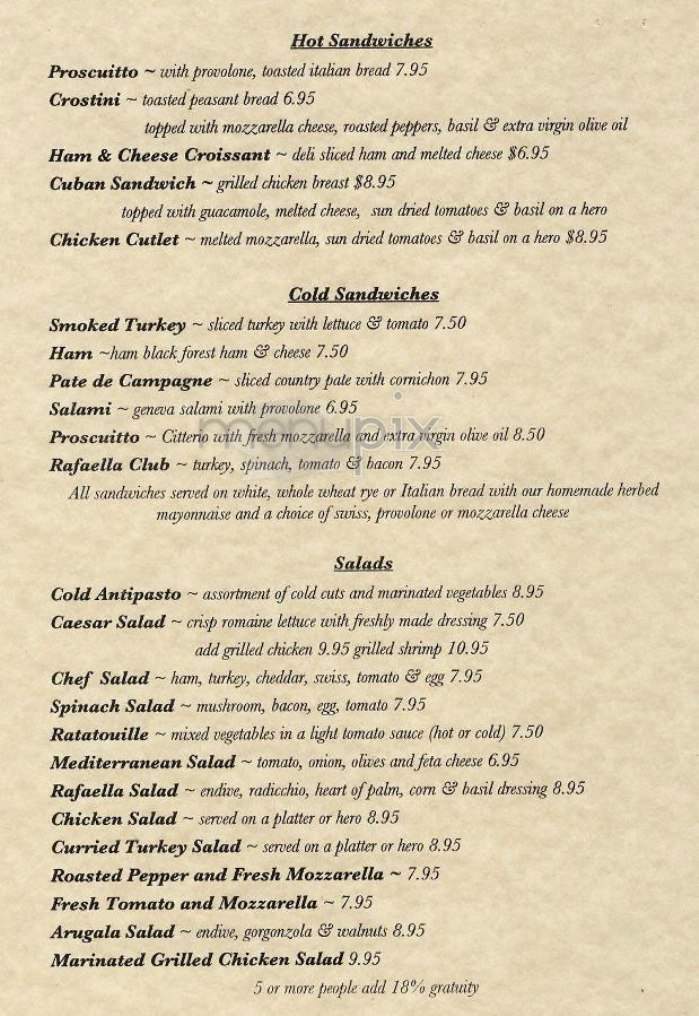 Caffe Rafaella - New York, NY menu_pic