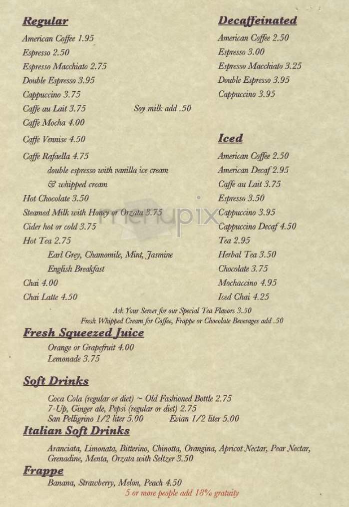 Caffe Rafaella - New York, NY menu_pic
