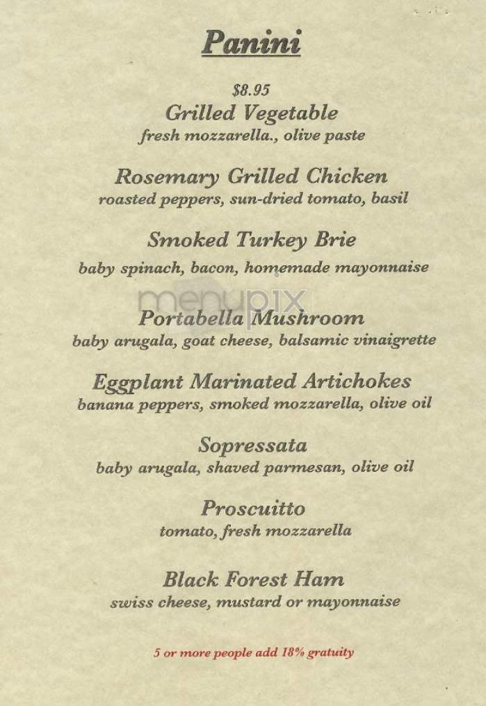 Caffe Rafaella - New York, NY menu_pic