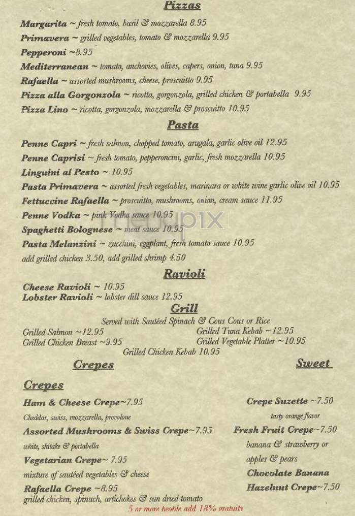 Caffe Rafaella - New York, NY menu_pic