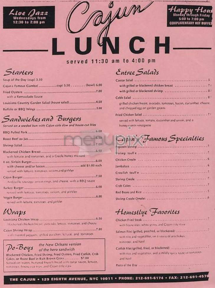 Cajun - New York, NY menu_pic