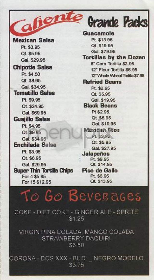 Caliente Cab Co - New York, NY menu_pic