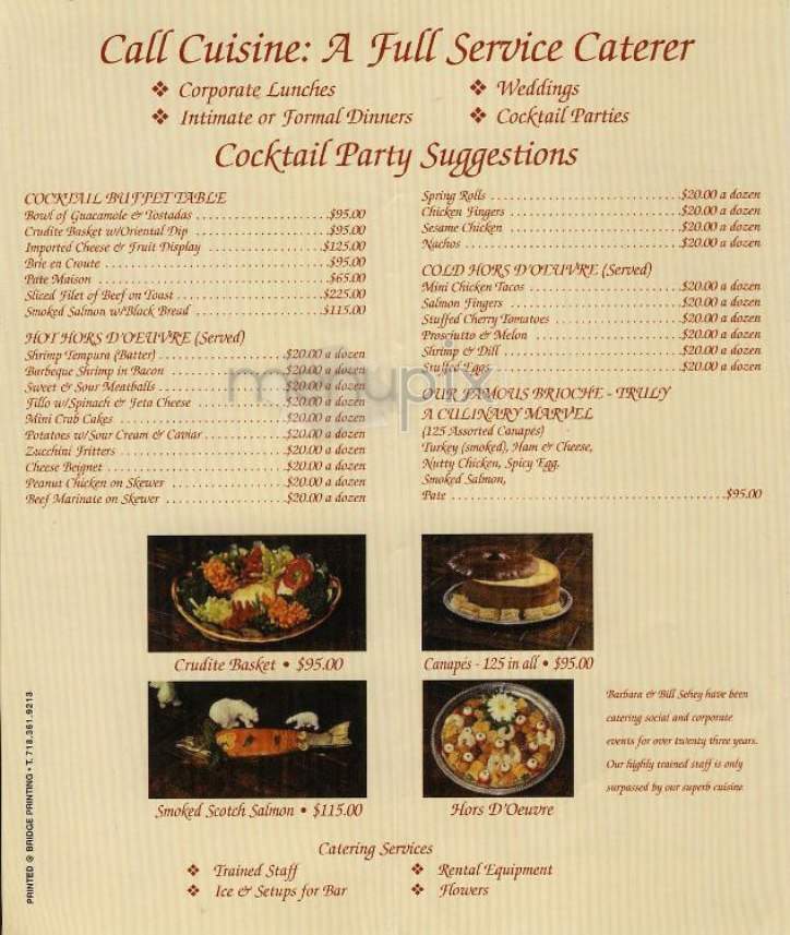 Call Cuisine - New York, NY menu_pic