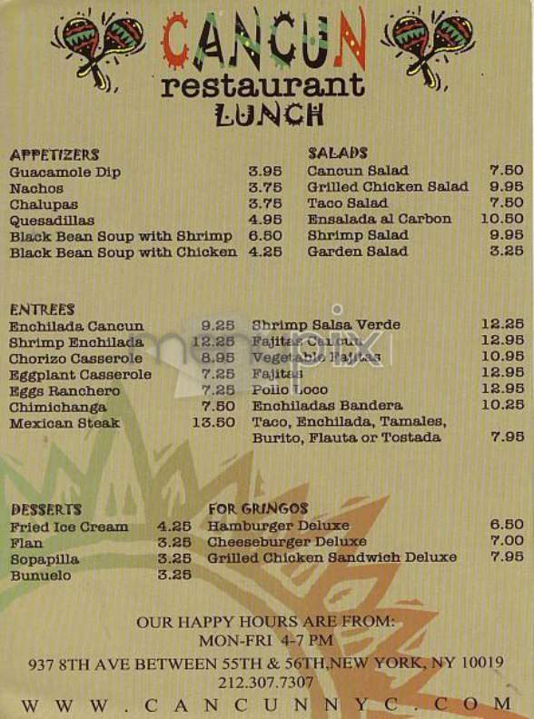 Cancun - Decatur, IL menu_pic