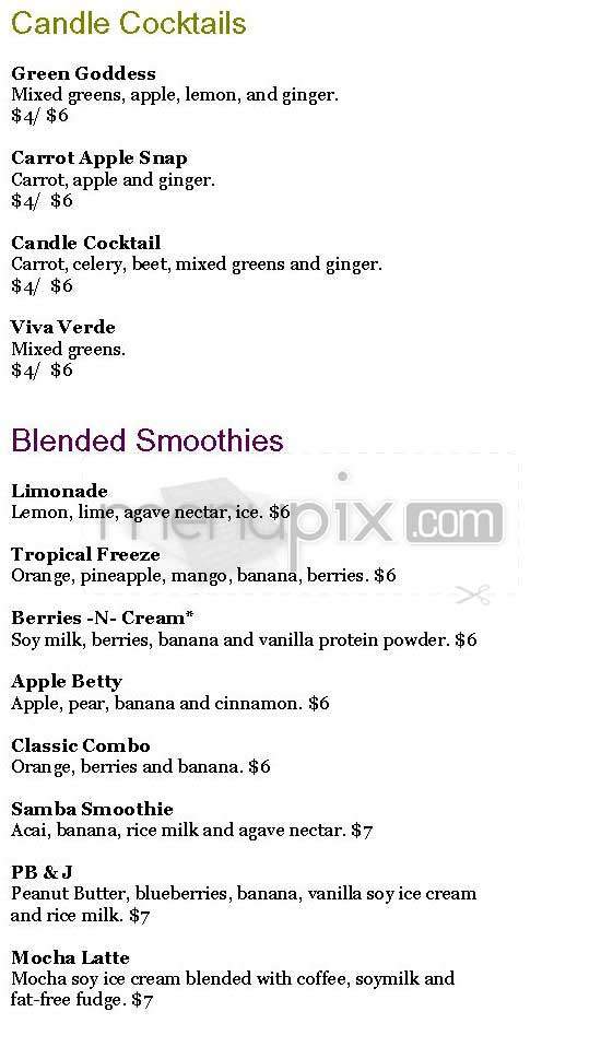 Candle Cafe - New York, NY menu_pic