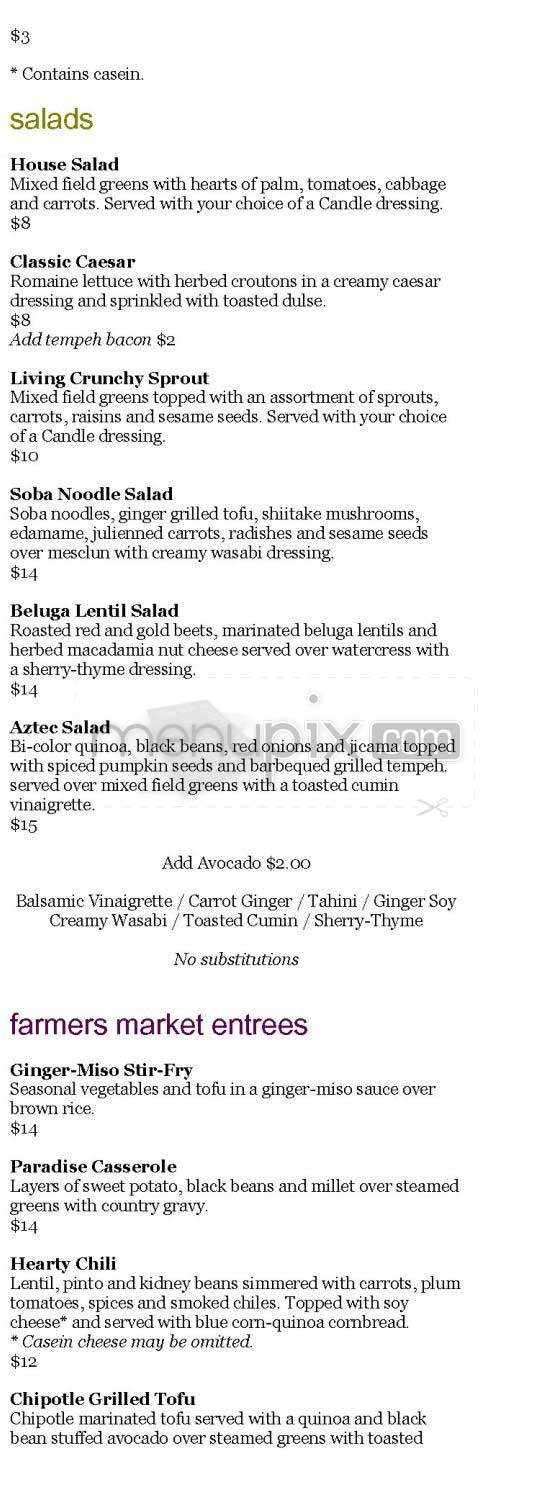 Candle Cafe - New York, NY menu_pic