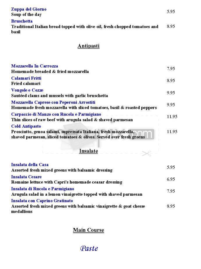 Capri - Los Angeles, CA menu_pic