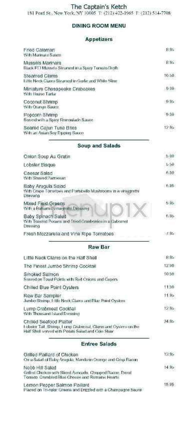 Captains Ketch - New York, NY menu_pic