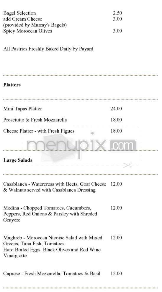 Casablanca Tea Room - New York, NY menu_pic