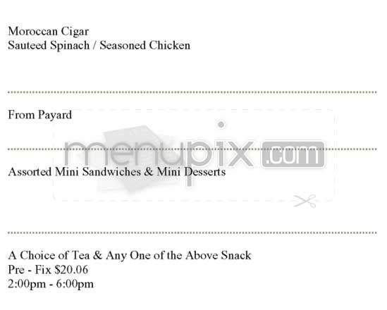 Casablanca Tea Room - New York, NY menu_pic