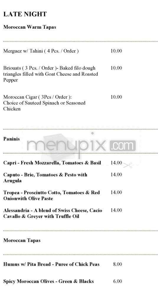 Casablanca Tea Room - New York, NY menu_pic