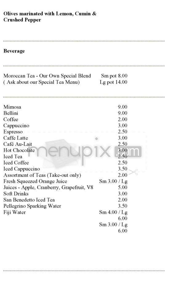 Casablanca Tea Room - New York, NY menu_pic
