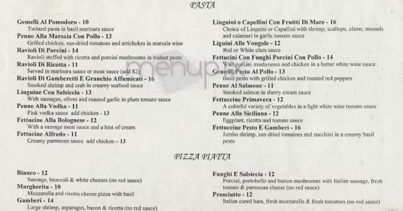 Cascata Cafe Italiano - New York, NY menu_pic