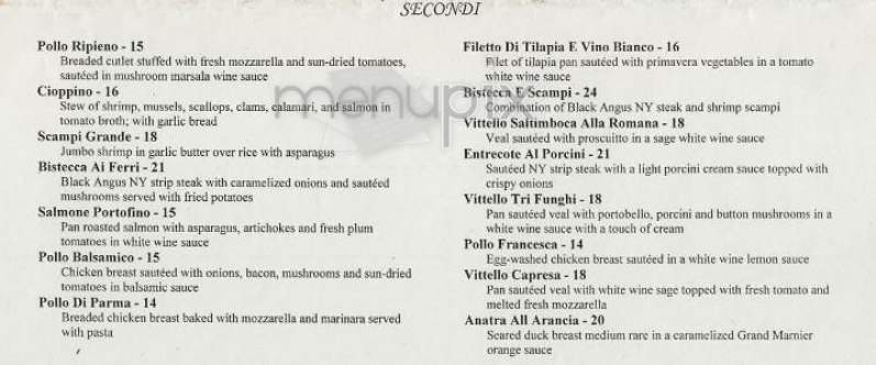 Cascata Cafe Italiano - New York, NY menu_pic