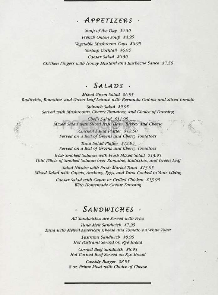 Cassidy's - New York, NY menu_pic