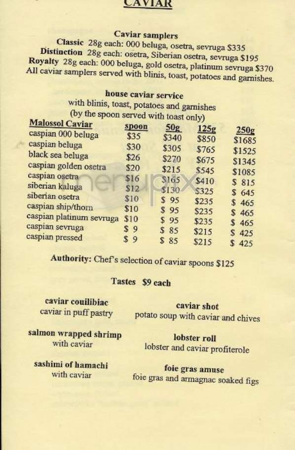 Caviar Russe - New York, NY menu_pic