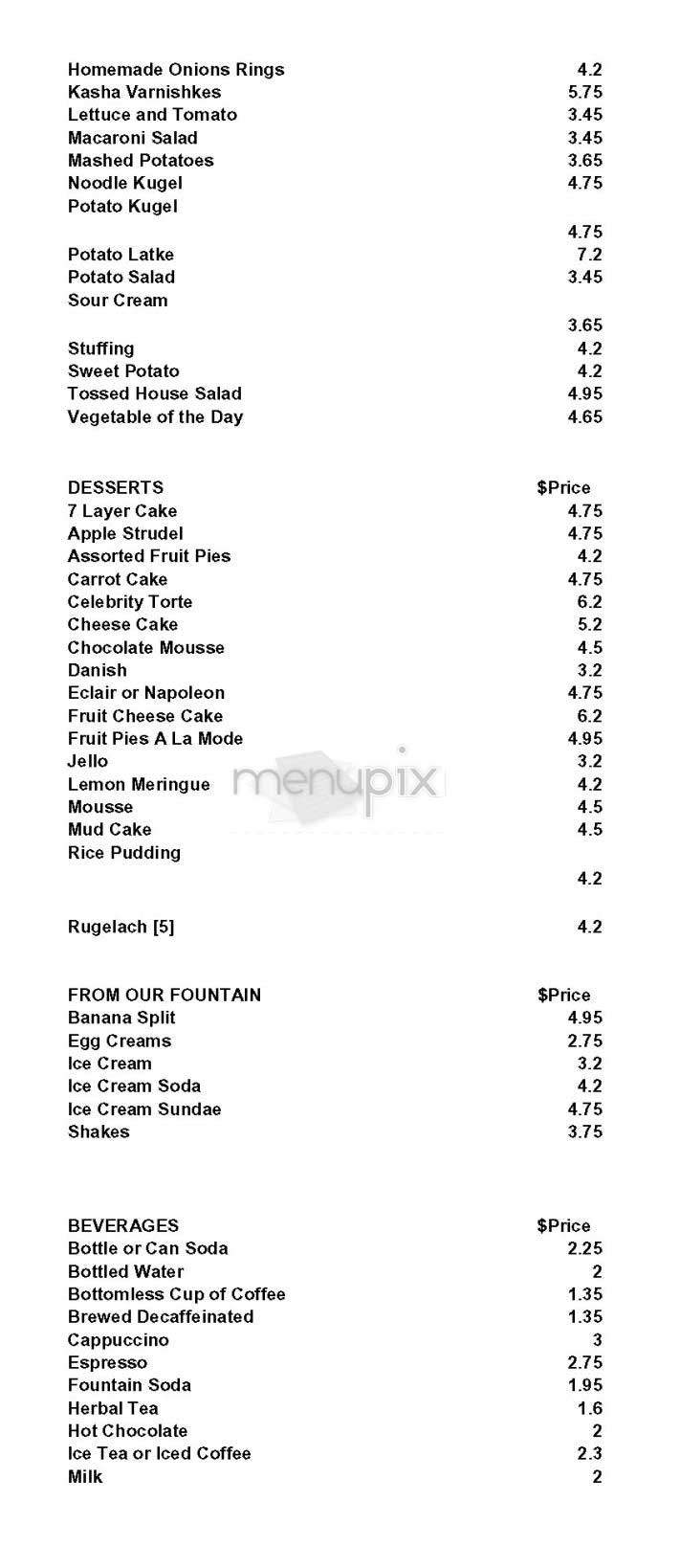 Celebrity Delicatessen - New York, NY menu_pic
