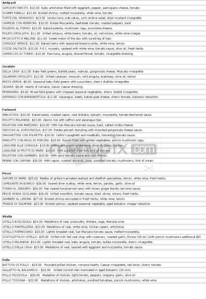 Cellini - New York, NY menu_pic