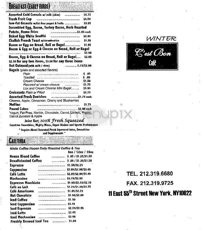 C'est Bon Cafe - New York, NY menu_pic