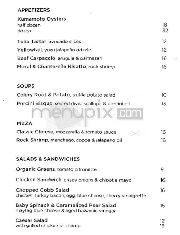 Church Lounge (Tribeca Grand Hotel) - New York, NY menu_pic