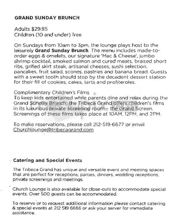 Church Lounge (Tribeca Grand Hotel) - New York, NY menu_pic