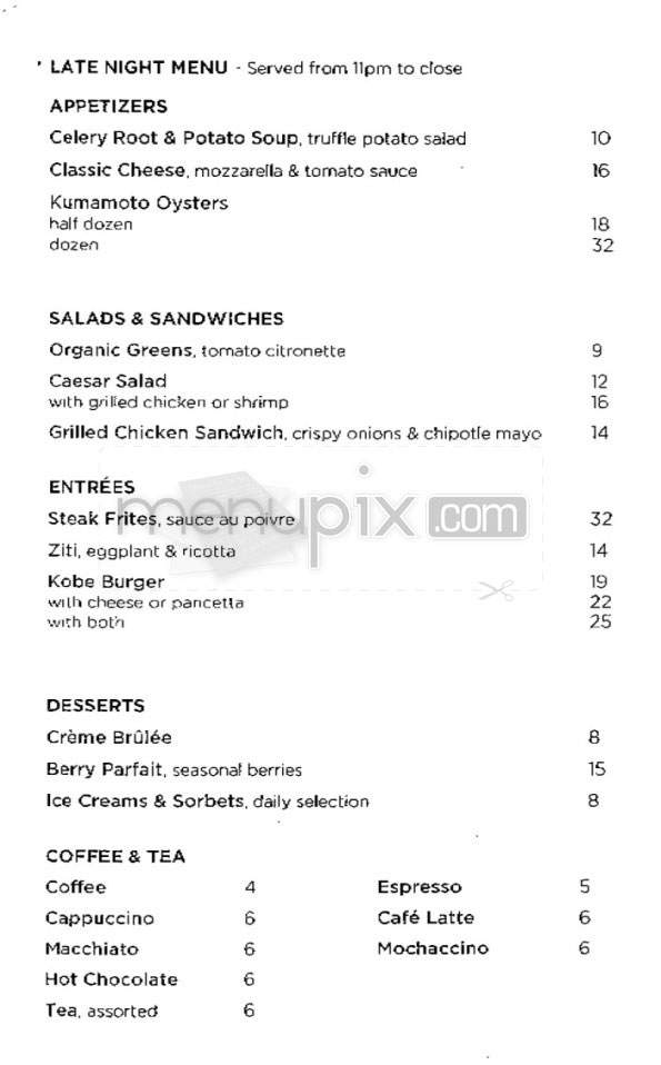 Church Lounge (Tribeca Grand Hotel) - New York, NY menu_pic