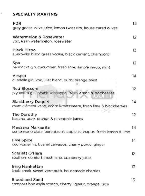 Church Lounge (Tribeca Grand Hotel) - New York, NY menu_pic