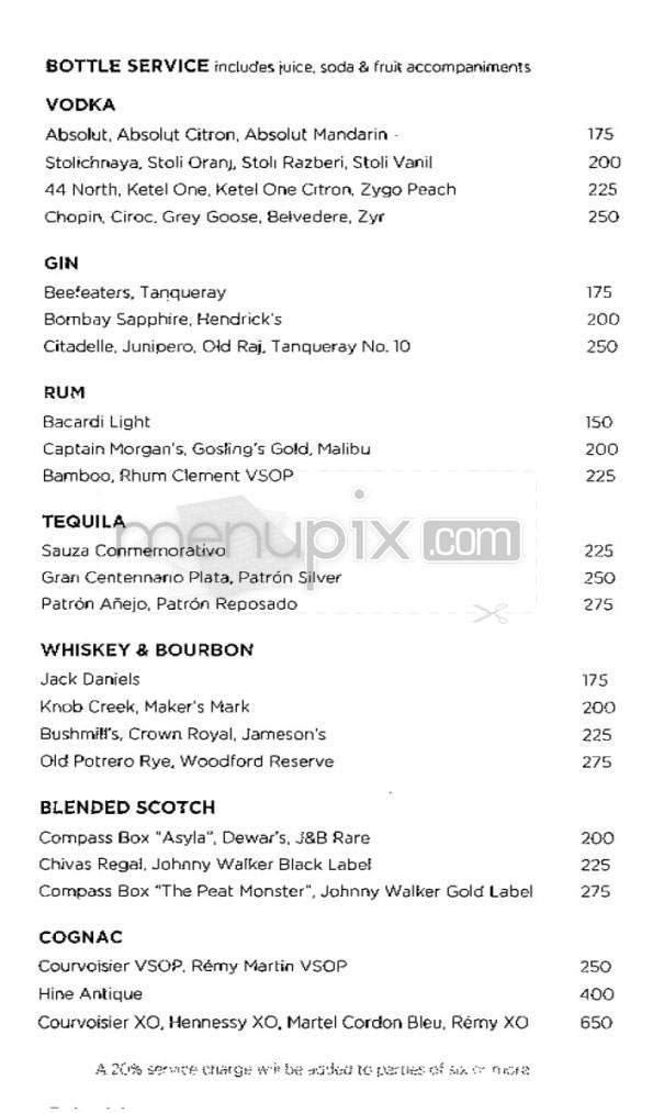 Church Lounge (Tribeca Grand Hotel) - New York, NY menu_pic