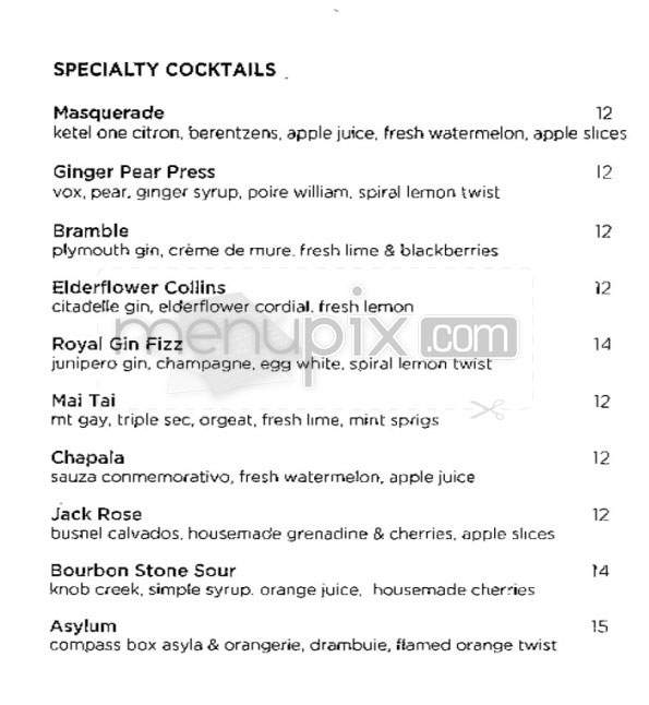 Church Lounge (Tribeca Grand Hotel) - New York, NY menu_pic