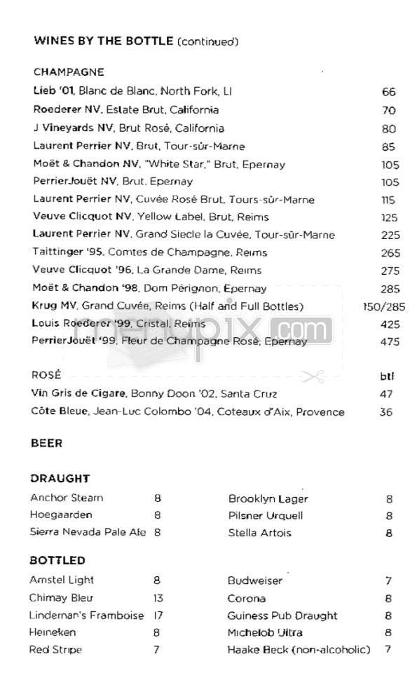 Church Lounge (Tribeca Grand Hotel) - New York, NY menu_pic