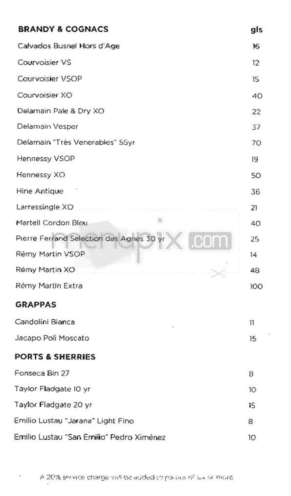 Church Lounge (Tribeca Grand Hotel) - New York, NY menu_pic