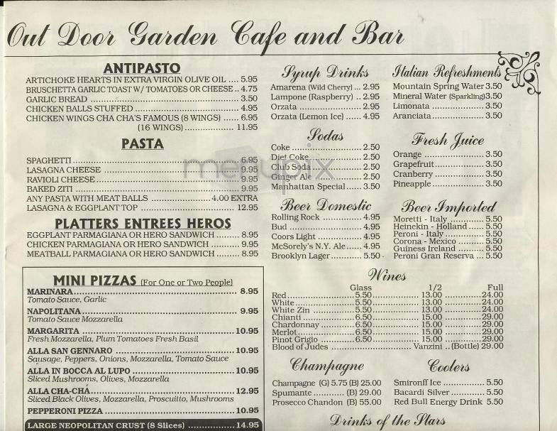 Cha Cha's In Bocca Al Lupo - New York, NY menu_pic