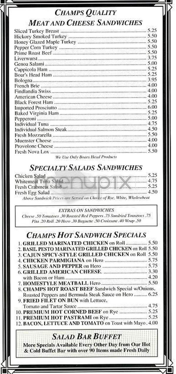 Champs Gourmet Deli - New York, NY menu_pic