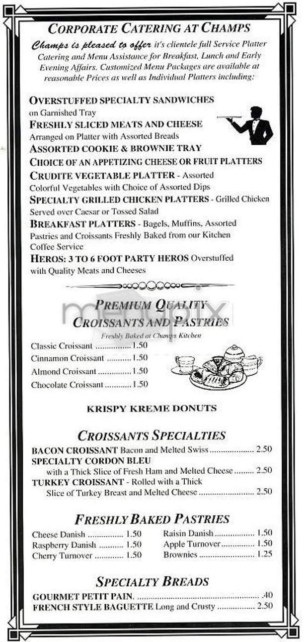 Champs Gourmet Deli - New York, NY menu_pic