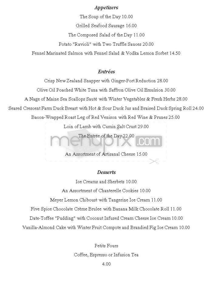 Chanterelle - New York, NY menu_pic