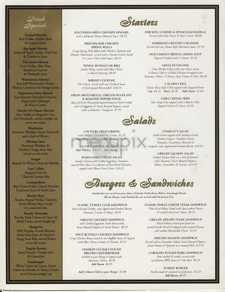 Charley O's - New York, NY menu_pic