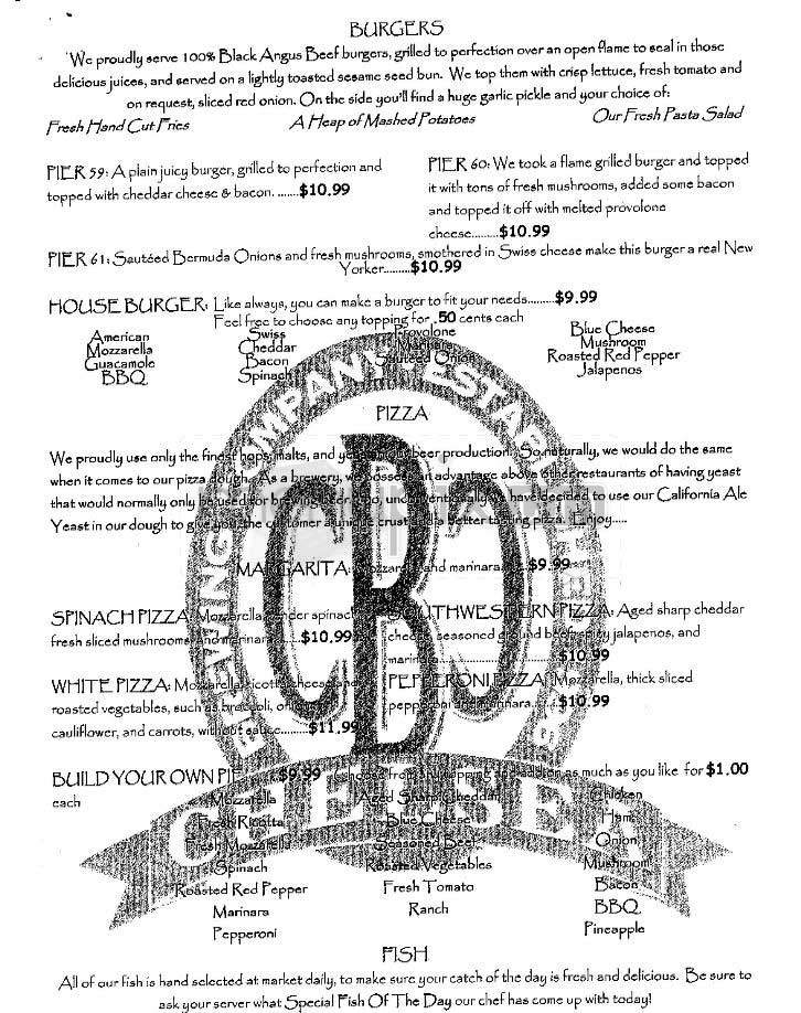 Chelsea Brewing - New York, NY menu_pic