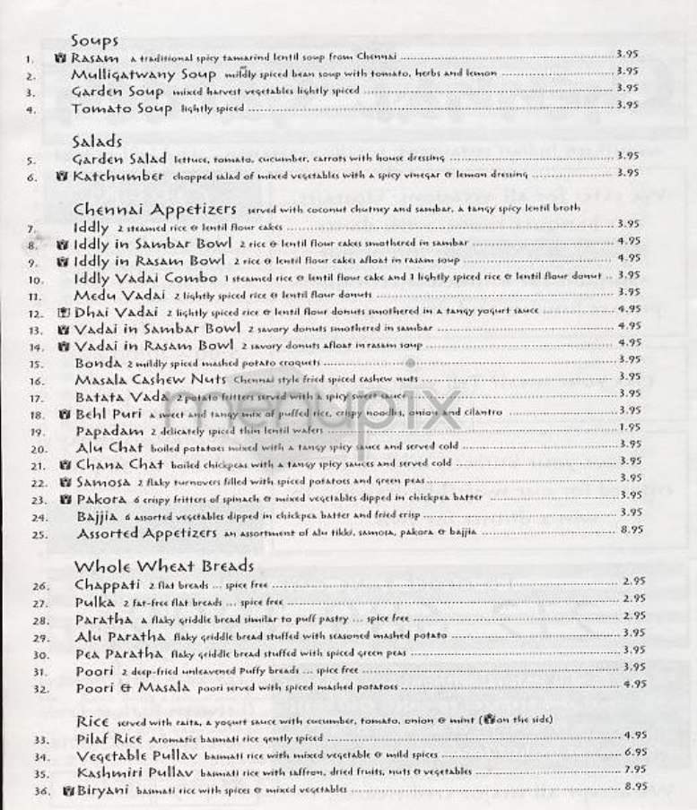 Chennai Garden - New York, NY menu_pic