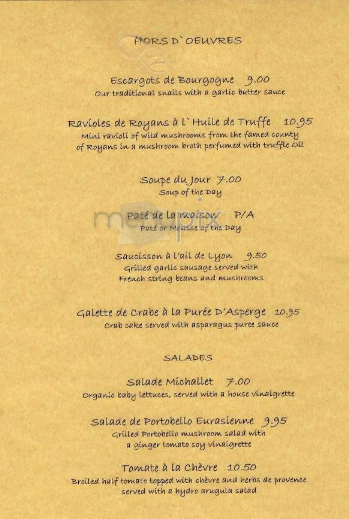 Chez Michallet - New York, NY menu_pic