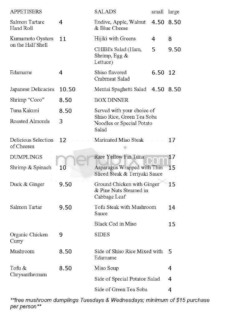 Chibitini - New York, NY menu_pic