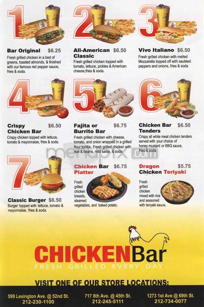 Chicken Bar - New York, NY menu_pic
