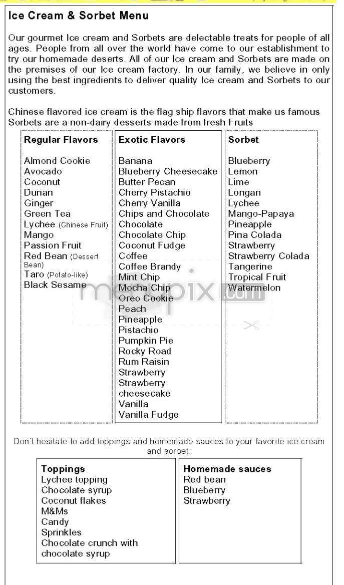 Chinatown Ice Cream Factory - New York, NY menu_pic