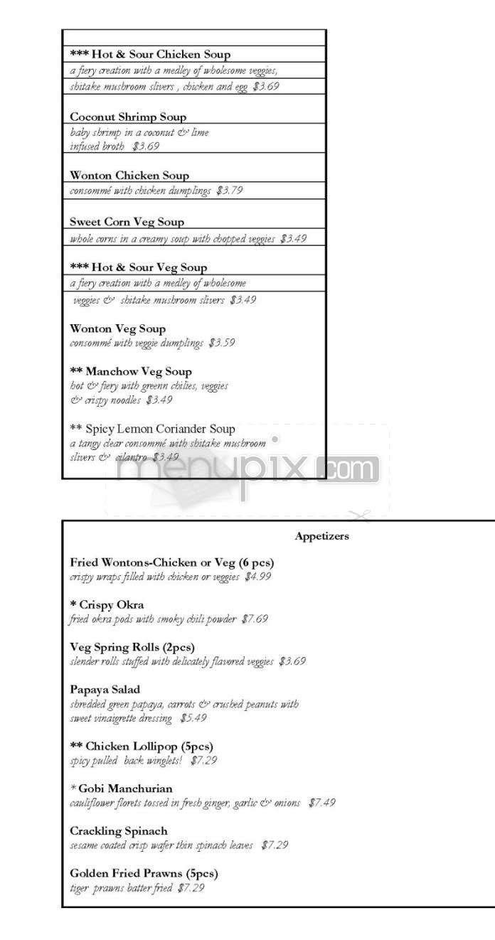 Chinese Mirch - New York, NY menu_pic