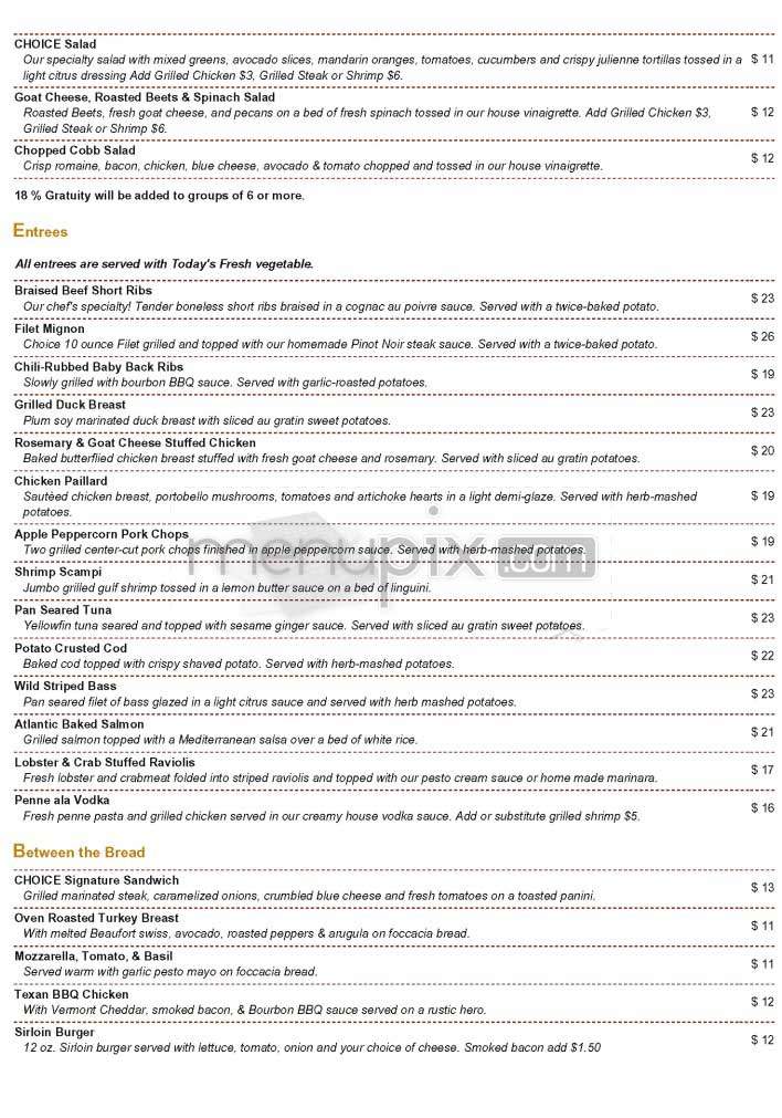 Choice - New York, NY menu_pic