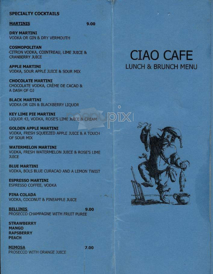 Ciao West - New York, NY menu_pic