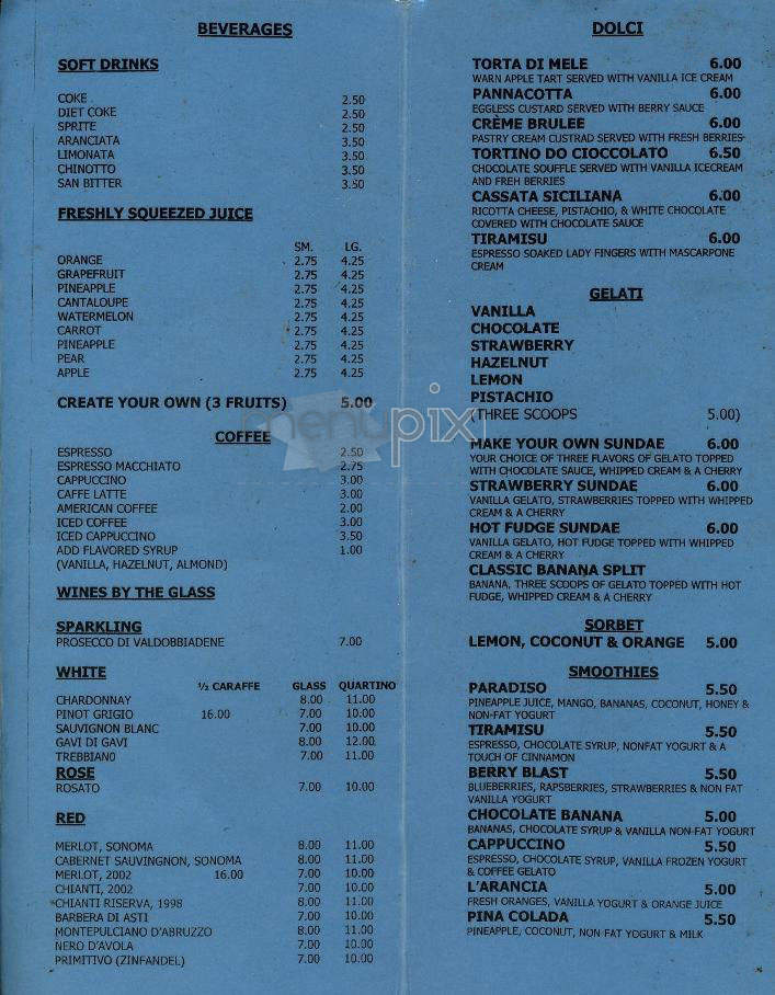 Ciao West - New York, NY menu_pic