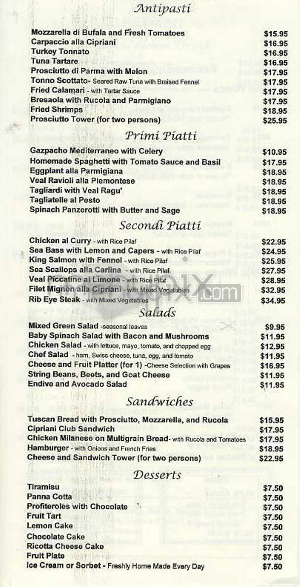 Cipriani Dolci - New York, NY menu_pic
