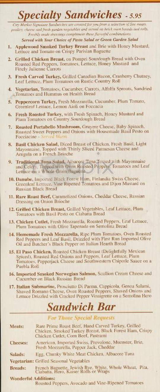City Market Cafe - New York, NY menu_pic